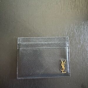 Saint Laurent Black Card Holder with Gold Logo